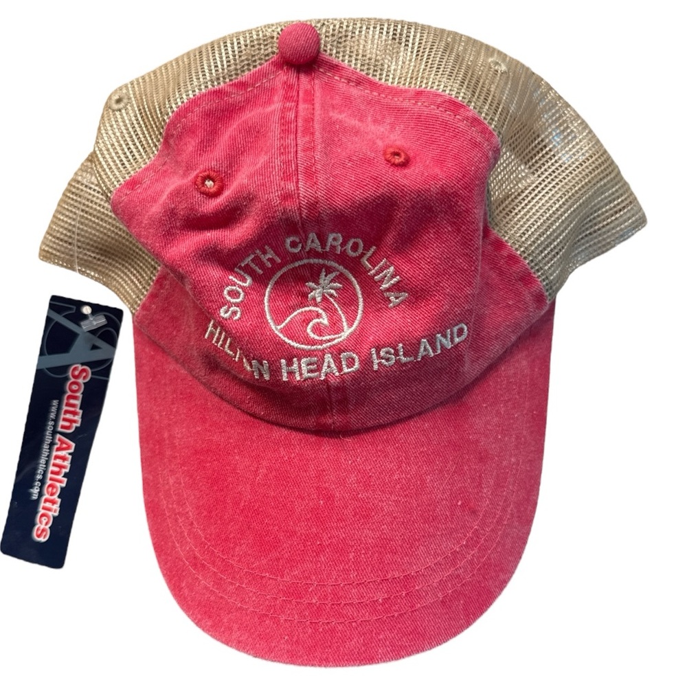 South Carolina Hilton Head Baseball Hat Cap NWT Mesh Back Red Tan